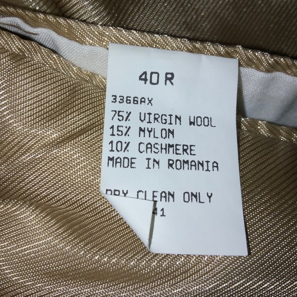 Oscar de la Renta wool / cashmere blend suit jacket blazer Sz 40R tan lined - Picture 6 of 6